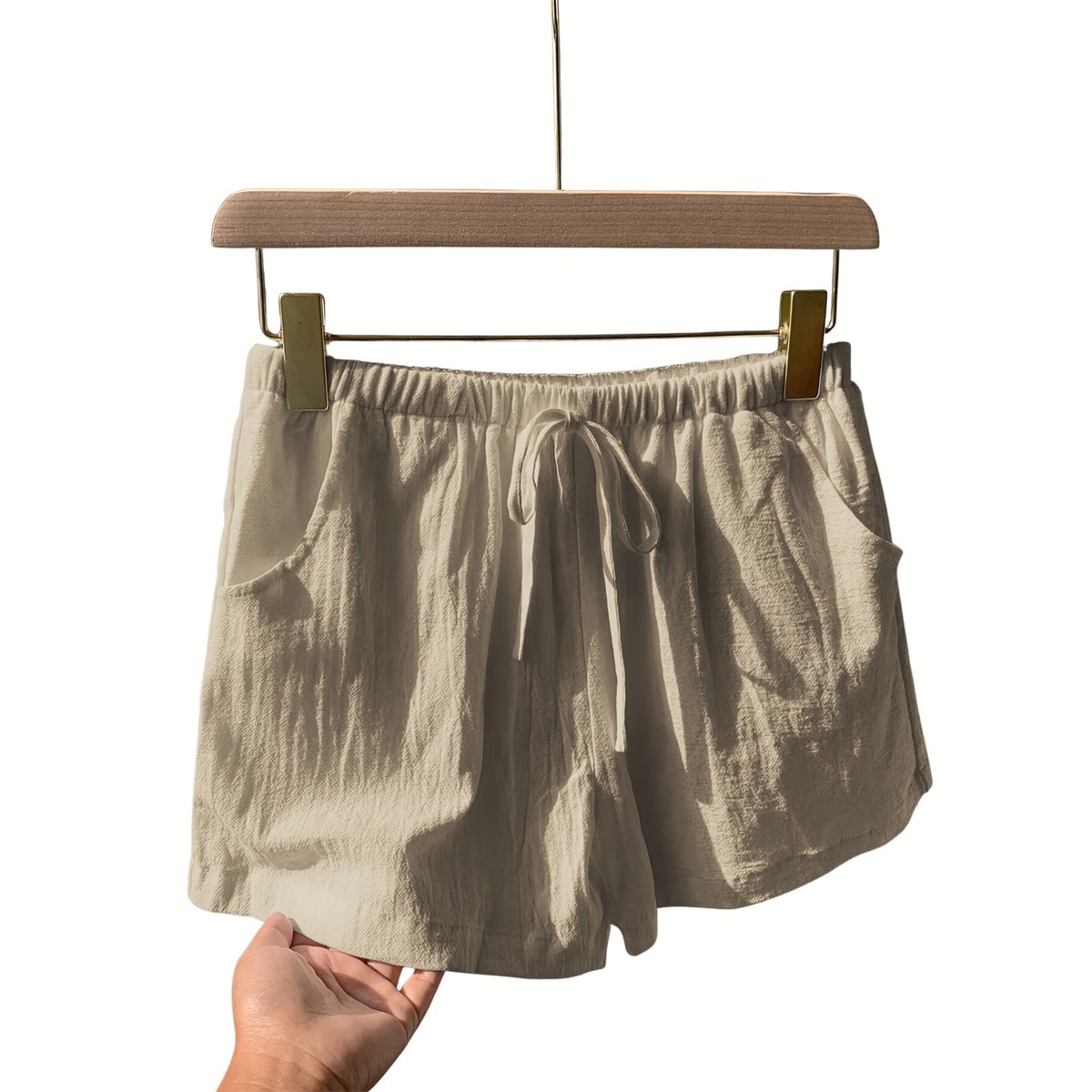 Currero Korte Linnen Broek Dames Zomerbroek Volwassenen Korte Broek Shorts Strandbroek Zomer Ibiza Stijl Creme