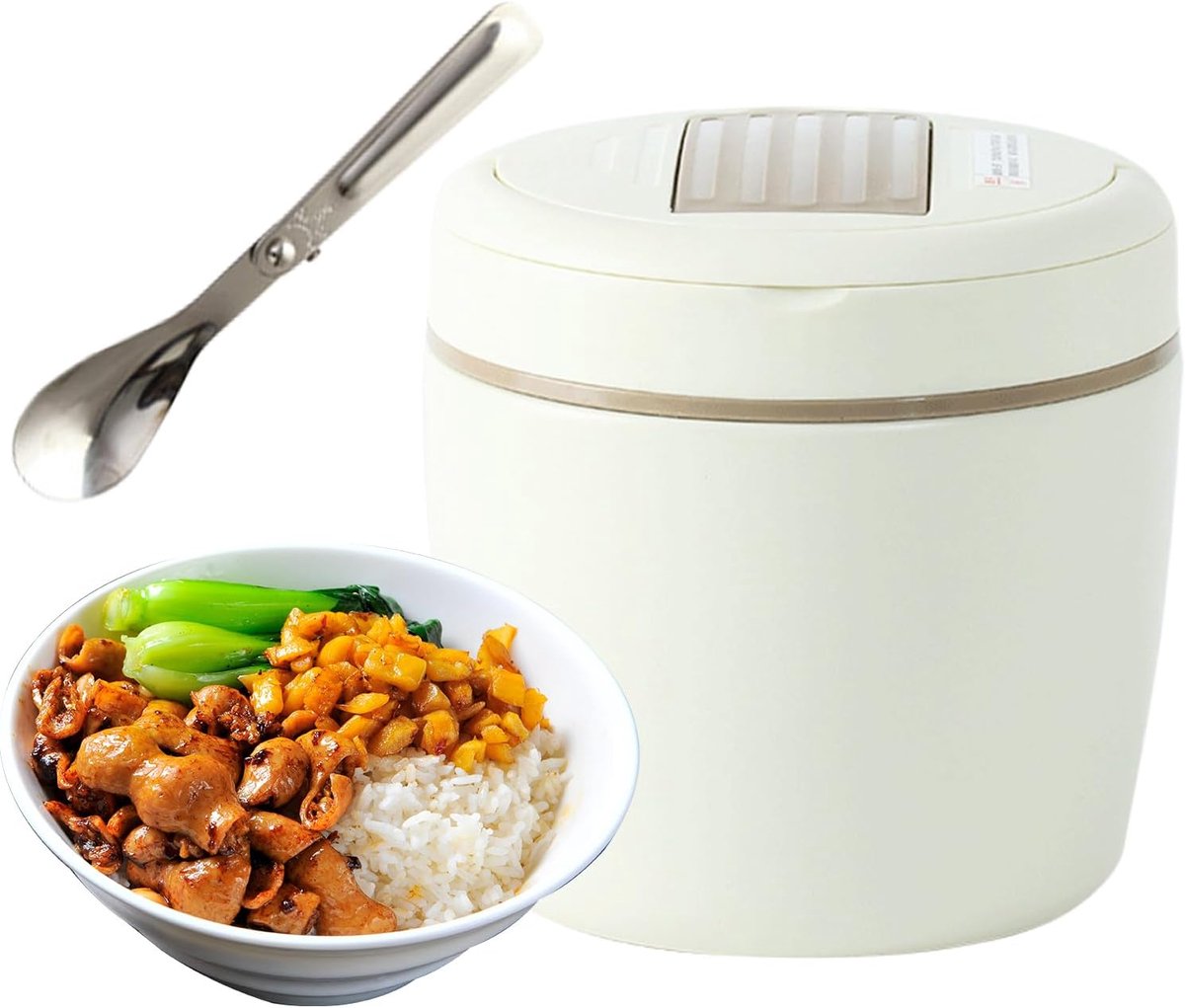 Geïsoleerde Lunchbox Thermos Voedselkom Warme Maaltijden Meenemen Vacuüm RVS Isolatie 12 Liter Beige
