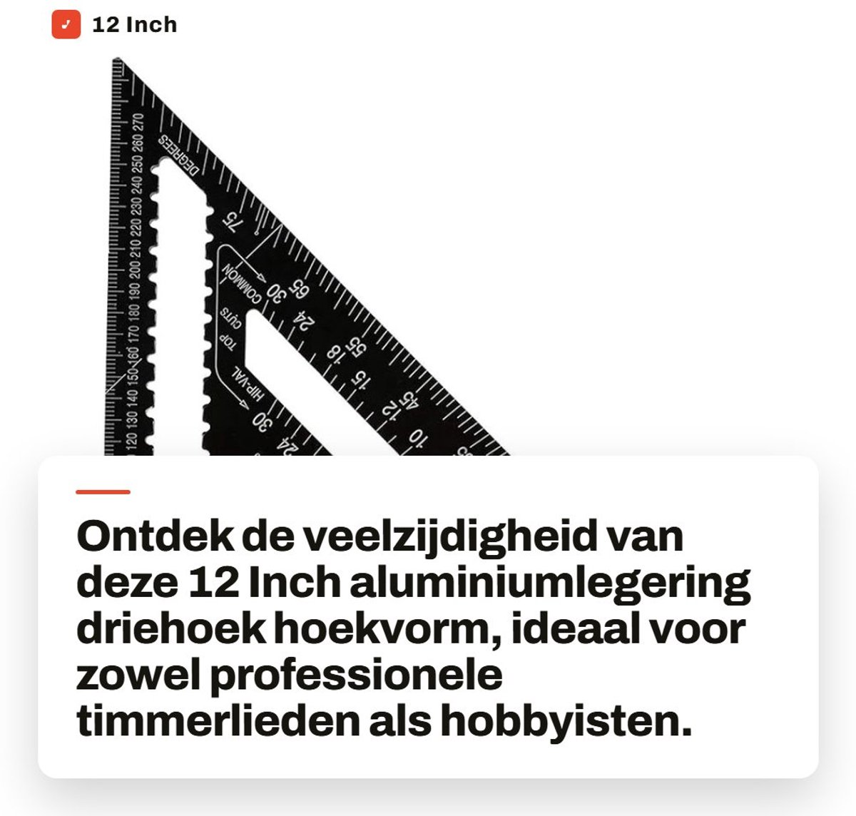 Dailygoods- Hoekvorm 12 Inch Aluminiumlegering - Gradenboog - Lijnafschrijver - Zaaggeleider - Multifunctioneel - Corrosiebestendig - Meetlat