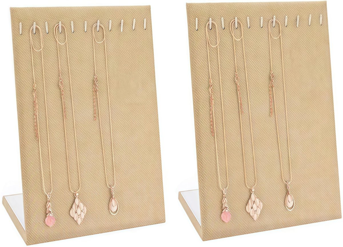 Dailygoods- Presentatiestandaard L-vorm - Sieradenhouder - Display voor Halskettingen - 2 x Kettinghouders - 12 Haken - Hoogwaardig Materiaal - Sieradenstandaard