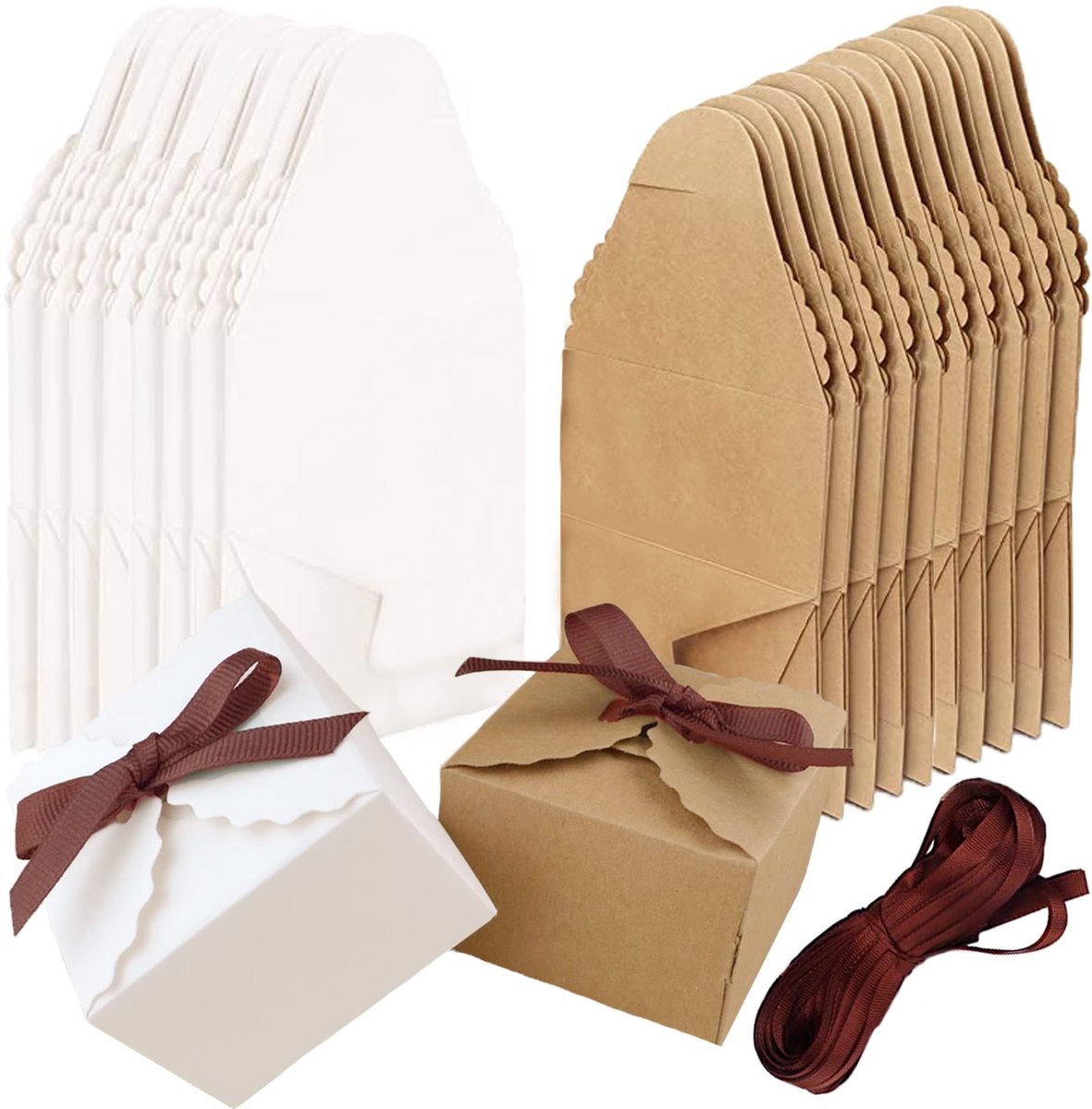 Dailygoods- Geschenkdozen 30 Stuks - Kraftpapier - Vierkante Dozen - Met Deksel - Milieuvriendelijk - Voor Bruiloft/Verjaardag/Kerst - Verpakkingen