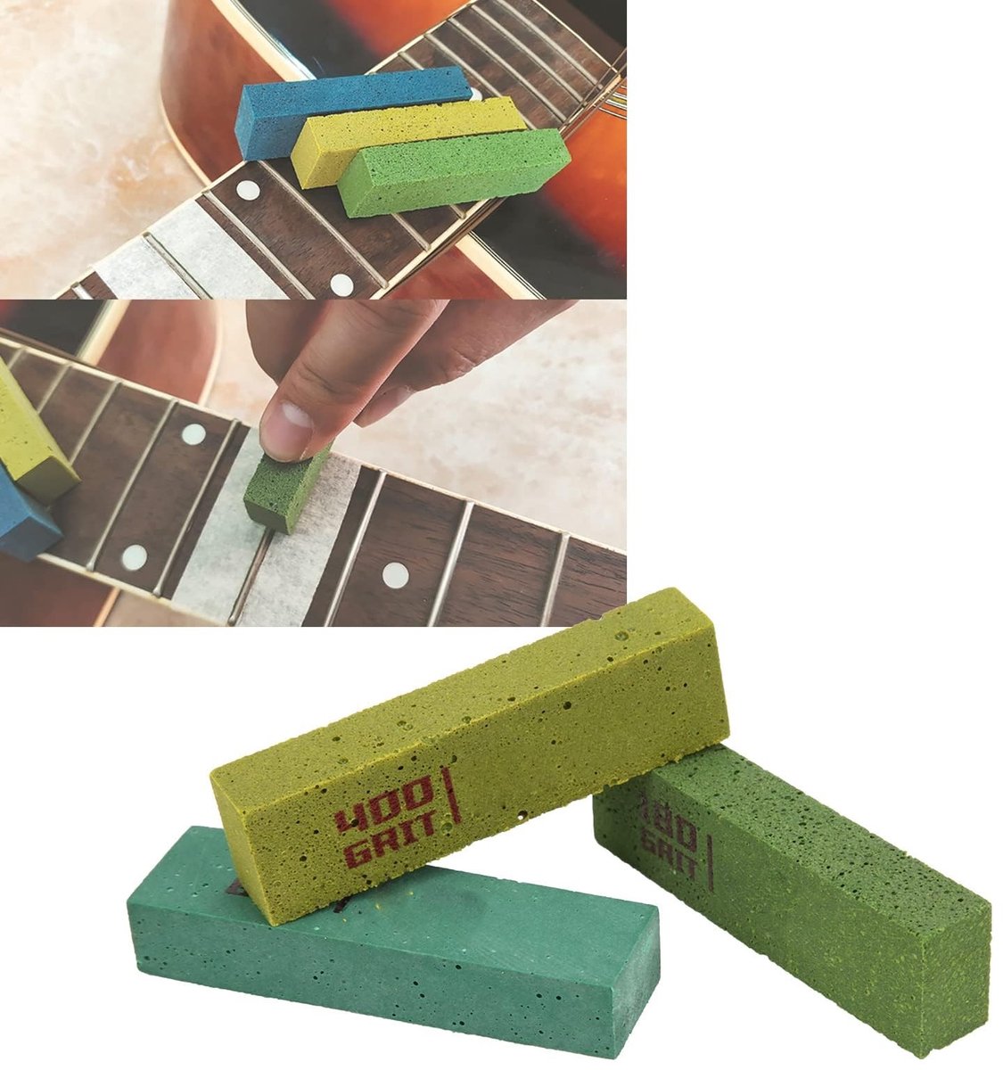 Dailygoods- Fretgummen Set van 3 - Schuurblok met Steel - Schuurblokje Fijn - Polijsten - Gereedschap Kit - Hoogwaardige Kwaliteit