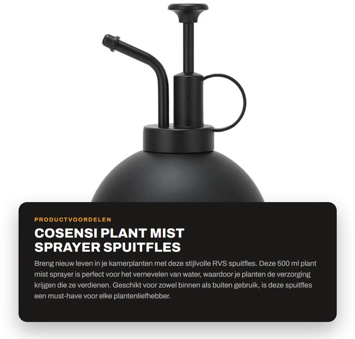Dailygoods- Spuitfles 500ml - RVS Gieter - Plantenspuit - Hand Mister - Duurzaam - Verstelbare Zuiger