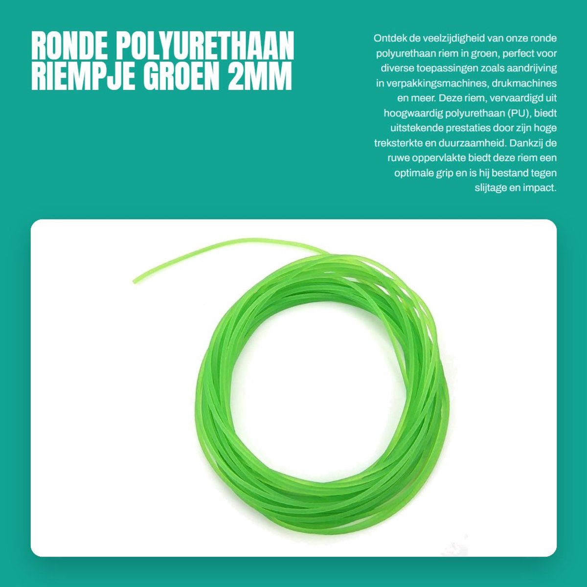 Dailygoods- Transmissieband Hoogwaardige Polyurethaan - Ronde Band - 2 mm x 10 m - Slijtvast - Schokbestendig - Eenvoudige Installatie