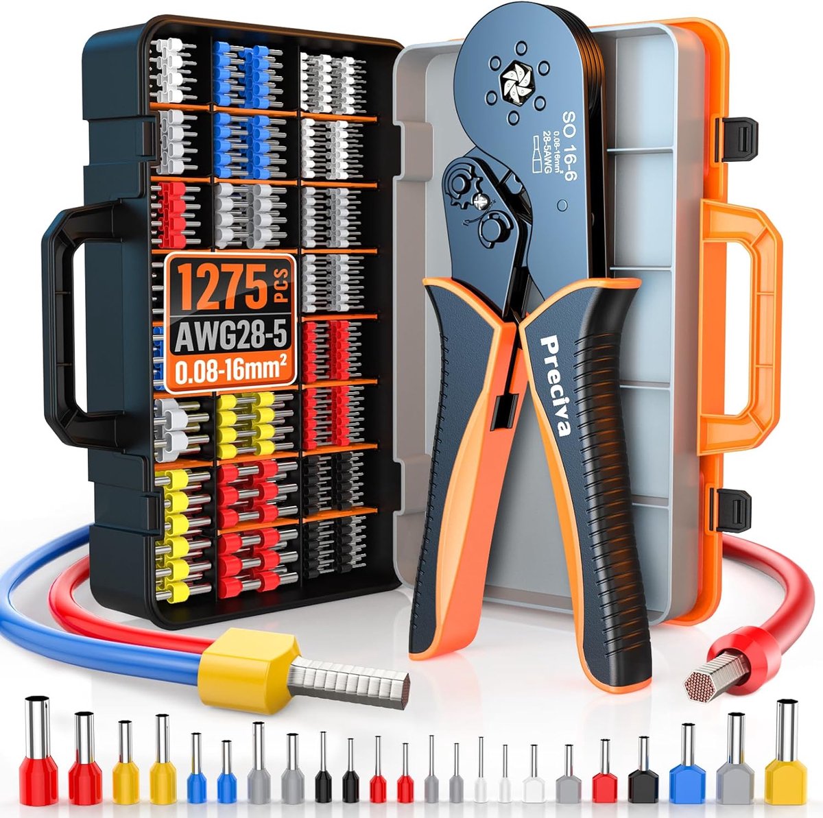 Krimptang Set - Verbindingsgereedschap - Elektrische Verbindingen - Roestvrij Staal - 1275 Connectoren - Multicolor