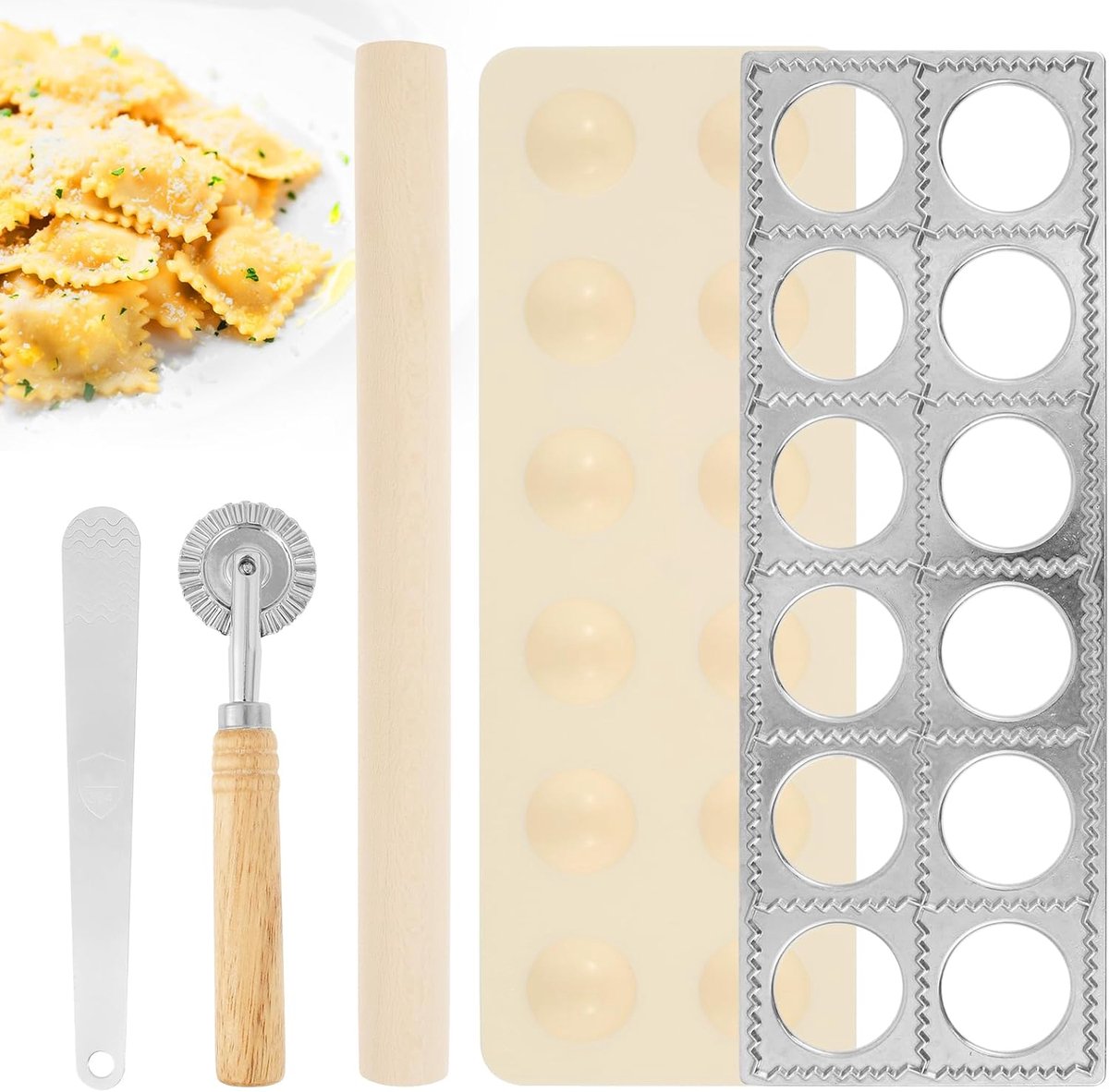 Ravioli Vormen Set - Pastamaker Accessoires - Thuis Pasta Maken - Roestbestendig Materiaal - 5 Delig - Niet Gespecificeerd
