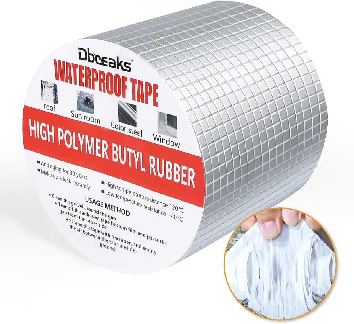 Aluminium Butylband - Waterdichte Tape - Lekkages Afdichten - Sterke Hechting - 150mm x 10m - Aluminiumkleurig