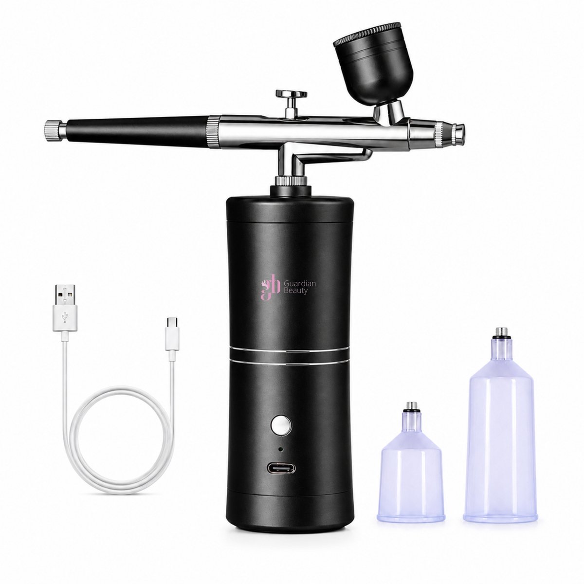 Guardian Beauty Airbrushset met Compressor - Zwart - Oplaadbare - Hoge Druk en Fijne Verneveling