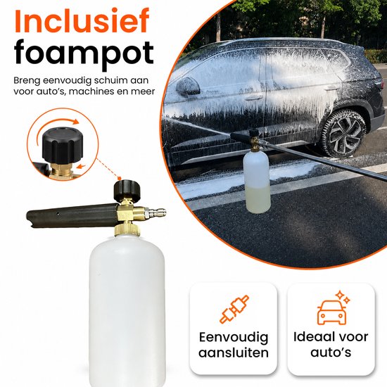 Kibani Benzine Hogedrukreiniger 200 bar - 105cc - Met foampot - 4 nozzles - 8 meter slang van Kibani — afbeelding 5