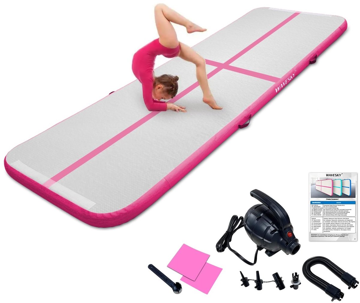 Dailygoods- Gymnastiekmat Antislip - Opblaasbare Mat 3 m - Duurzaam PVC - Voor Thuis/Fitness/Yoga - Lichtgewicht - 245 lbs Maximale Belasting
