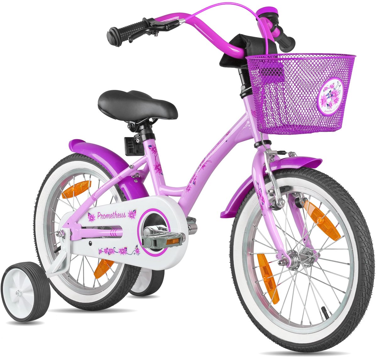 Dailygoods- Kinderfiets 16 inch - Meisjesfiets met steunwielen - Terugtraprem - Veiligheid V-Brake - Robuuste constructie - Perfect voor kinderen vanaf 5 jaar - Fiets