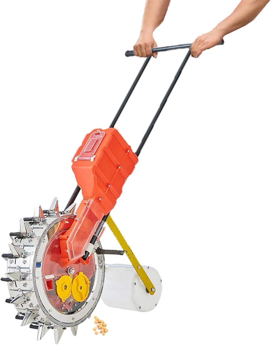 Tuinzaaimachine Handduw - Zaadstrooier Roller - Efficiënt Zaaien - 16 Zaaipoorten Instelbaar - 65-75 cm Diepte - Rood