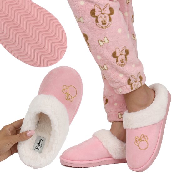 Minnie Mouse Bont Pantoffels - Dames - Poederroze