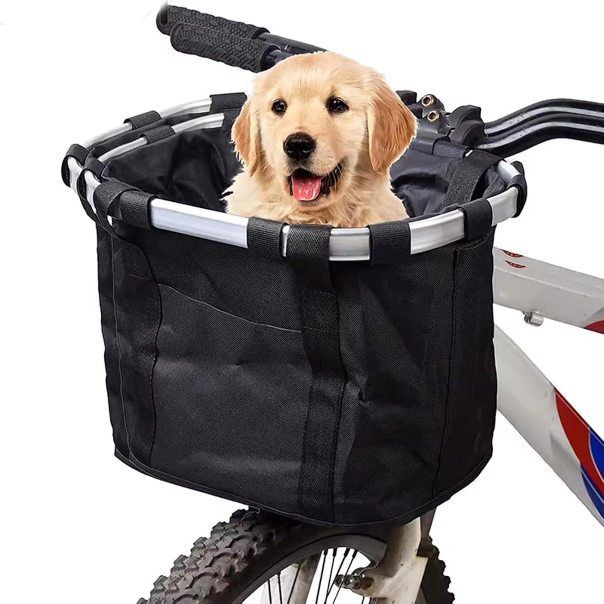 Hondenmand Fiets Voorop - Afneembaar - voor Kleine Hondjes Tot 5kg - Zwart
