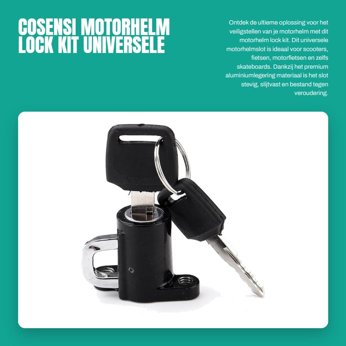 Dailygoods- Motorhelm - Universeel Aluminium - Helmslot - 2 Sleutels - Compact - Slijtvast