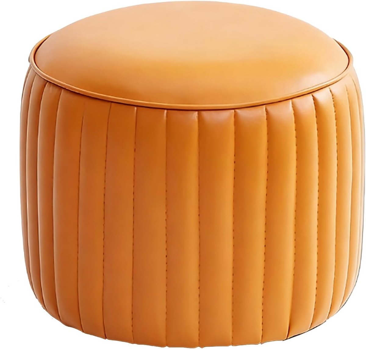 Ronde Voetenbank - Poef Krukje - Voeten Rusten - Hoge Dichtheid Schuim - 36x36x30 cm - Oranje