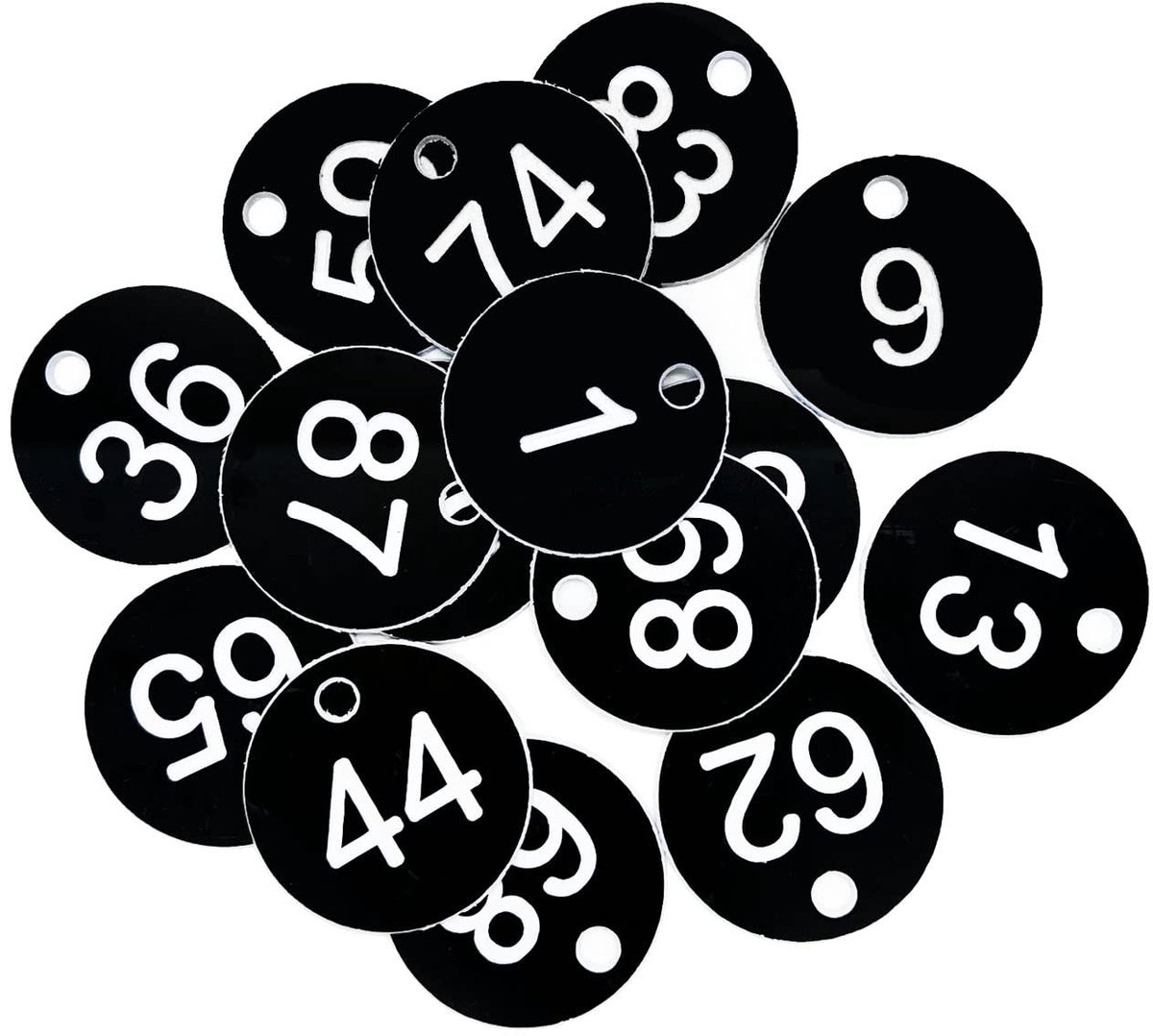 Dailygoods - 35mm ABS Key Tags gegraveerd Number ID Tags, Numbered Key Tags 50 stuks - Zwart - 1 tot 50