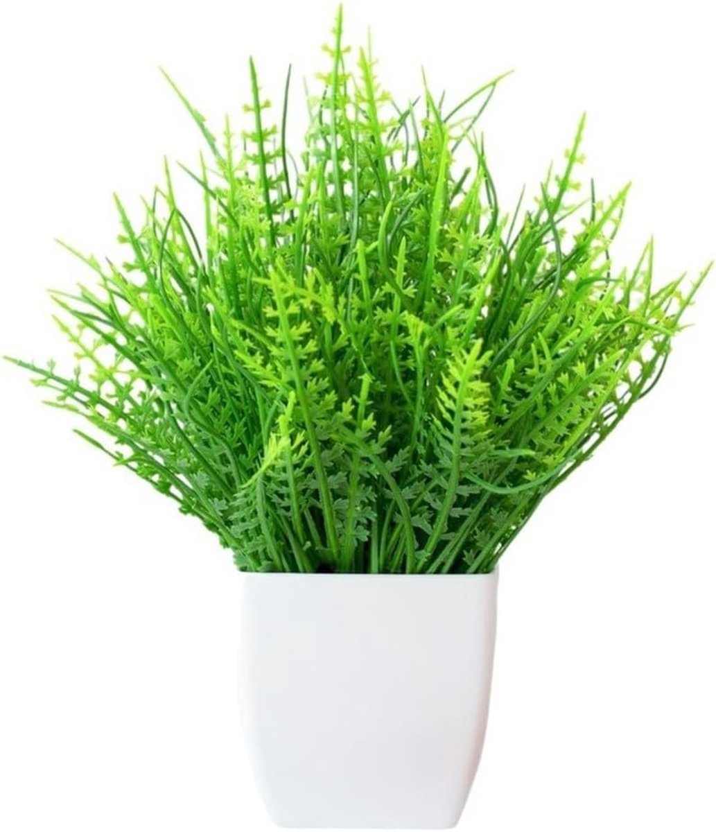 Kunstgras in Pot - Nep Plant - Decoratie Binnen Buiten - Realistisch Ontwerp - 18 cm Hoog - Groen