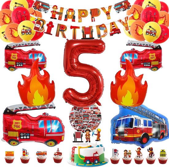 Dailygoods- Ballonnen Brandweer - Verjaardag Decoratie - Ballonnen 5 Jaar - Gekleurde Ballonnen - Herbruikbaar Latex - Stijlvolle Versiering - Verjaardagsdecoratie