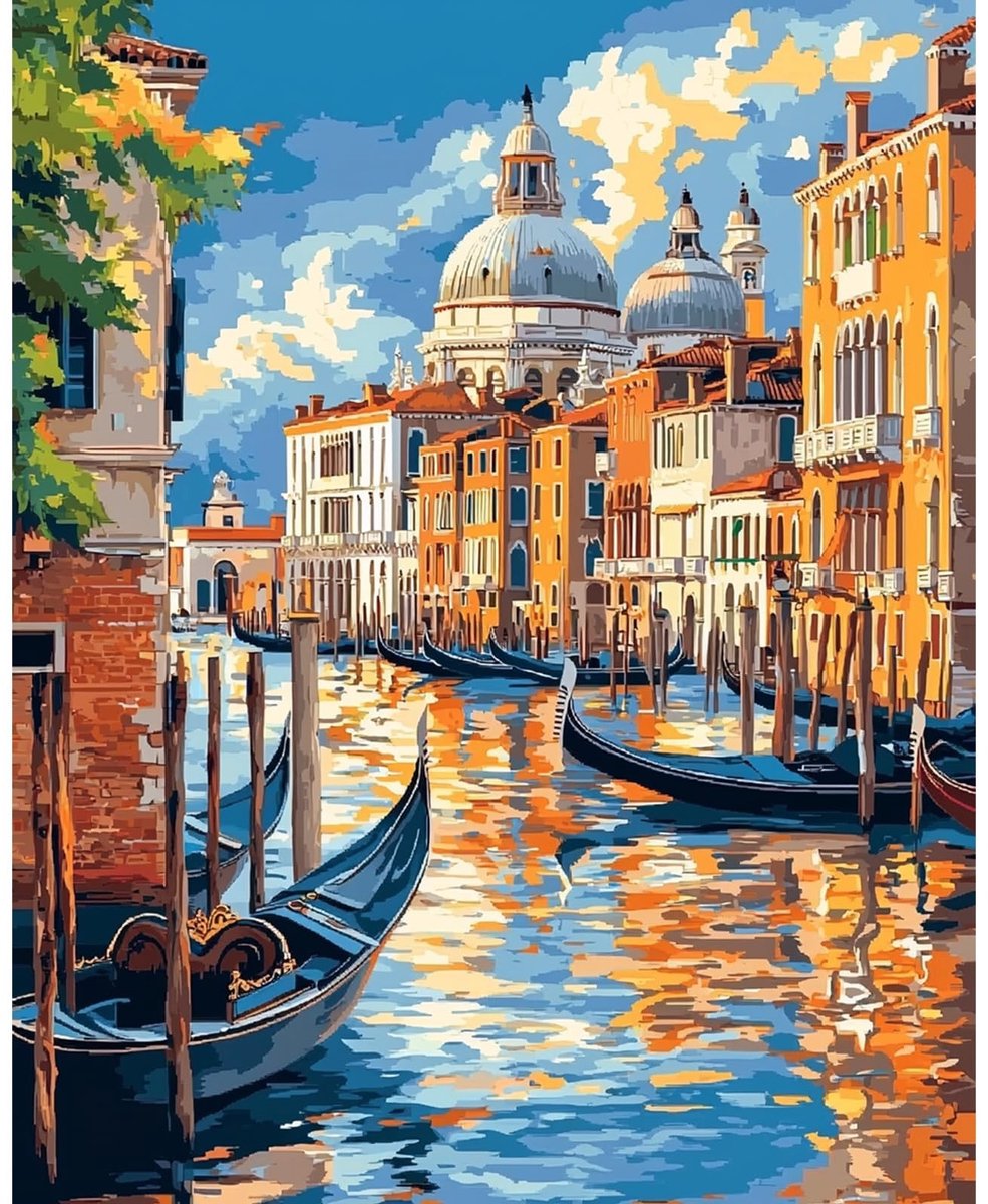 Dailygoods- Schilderen op Nummer - 40x50cm DIY Acryl Olieverf Kit - Venetië Schilderij - Wanddecoratie voor Volwassenen - Geschikt voor Beginners - Creatieve Knutselset - Schilderkit