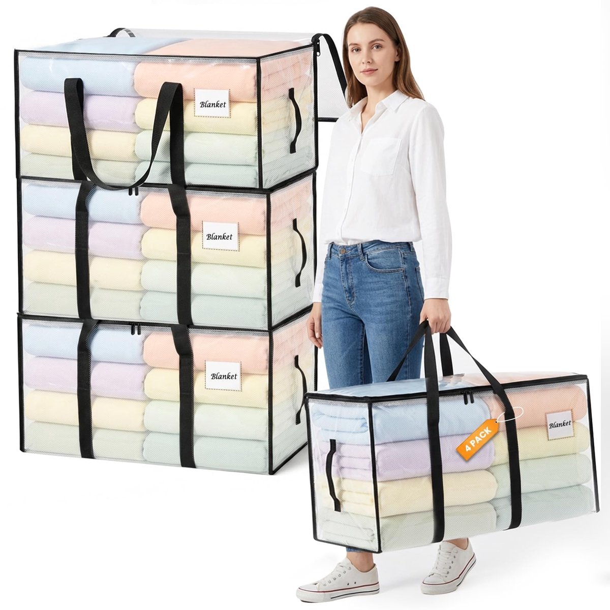 Dailygoods- Verhuisdozen Heavy Duty - 4 stuks grote verhuiszakken - Waterdichte opbergtassen - Duurzaam en scheurbestendig - Ideaal voor studenten en kampeerders - Versterkte bodem voor maximale sterkte