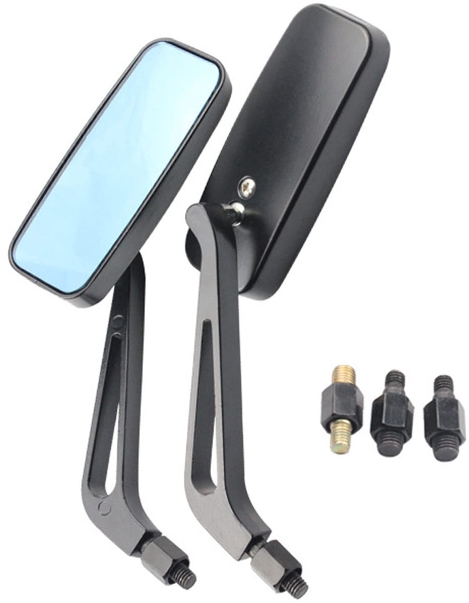 Dailygoods- Stuurspiegel - Achteruitkijkspiegel Motor - Aluminium - Verstelbare Hoek - Rookblauw - Inclusief Adapters - Motorfiets Spiegel