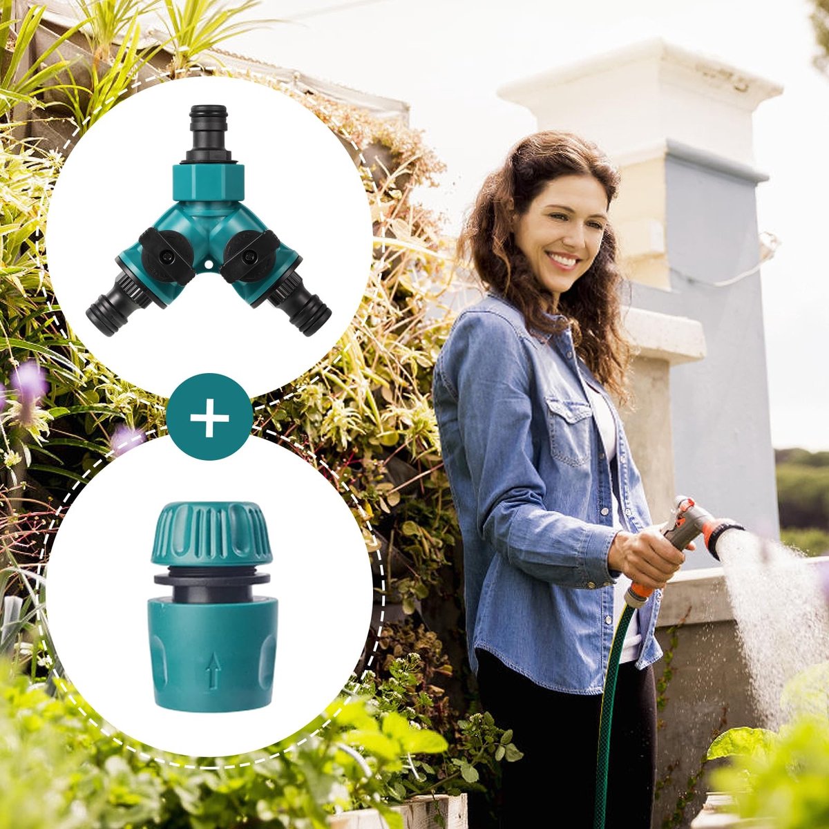 Dailygoods- Slangverdeler 2-weg - Tuinslang-waterverdeler - Buisverbinding - Tuingereedschap - Slangen - 1 stuk - Tuinslangverdeler – foto 6