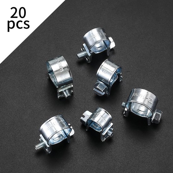 20 Stuks Mini Slangklemmen - Verstelbare Buisklemmen - Kleine Slangklemmen - Brandstofinjectie Gewrichtsklemmen voor Mini Brandstofleiding - Uitlaatpijp - Benzineleiding - 12-14mm van Merkloos — afbeelding 4