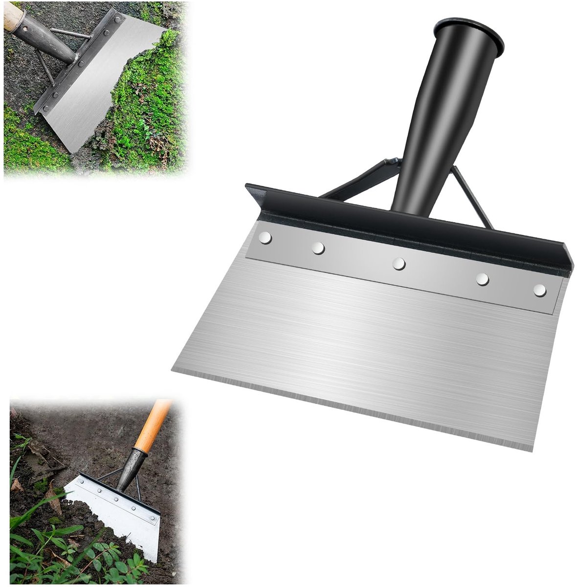 Dailygoods - OFFCUP Multifunctionele tuinschep, roestvrijstalen reinigingsschop, tuinreiniging, onkruid en mos verwijderen, niet inbegrepen handvat, terras onkruidverwijderaar gereedschap
