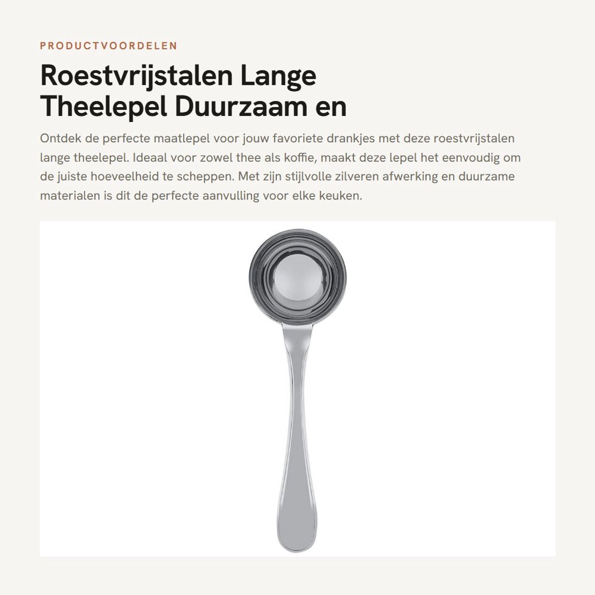 Dailygoods- Maatlepel 15 ml - Maatlepel Set - Maatlepels RVS - Koffiemaatlepel - Theemaatlepel - Lange handgreep - Koffielepel