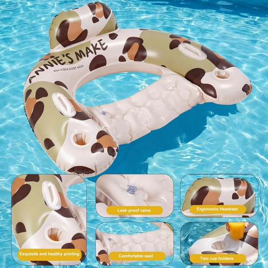 Dailygoods- Luchtmatras Zwembad Volwassenen - Draagbare Waterhangmat - Dubbel Ventiel Tegen Lekkage - 2 Drankhouders - Lichtvouwbaar - Comfortabele Rugleuning - Zwembadmatras — afbeelding 3