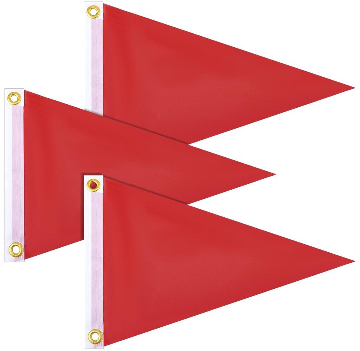 Dailygoods - FINGERINSPIRE 3-delige polyester driehoekige bootwimpels 335x525mm Bootwimpels Polyester maritieme driehoekige vlag met gouden zeilringen FireBrick nautische decoratie voor doe-het-zelf-knutselwerkje