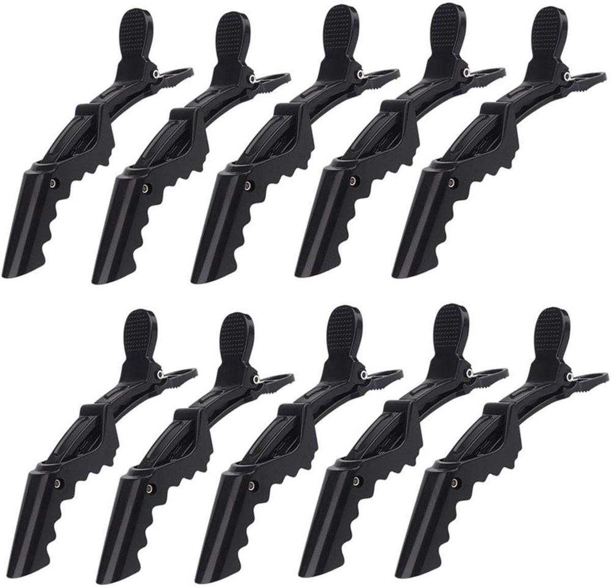 Dailygoods- Haarknipclips Set van 10 - Zwart - Hittebestendig - Duurzaam Kunststof - Extra Brede Tanden - Geschikt voor Alle Haartypes - Haarclips