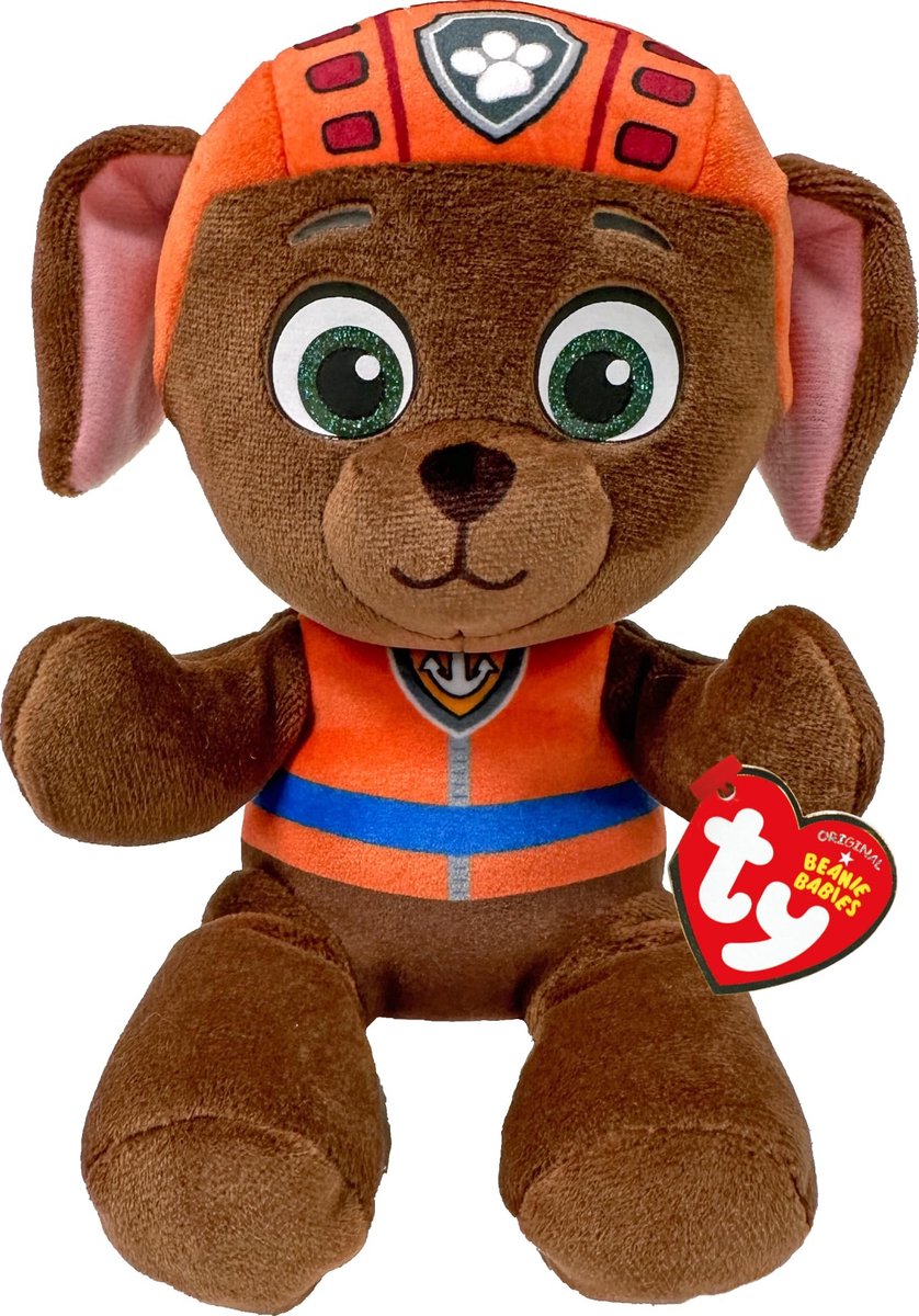 Dailygoods- Pluche Dier Paw Patrol - Zuma - 15 cm - Verzamelobject - Reddingspuppy - Bruin/oranje - Geschikt voor kinderen 0+ - Knuffel