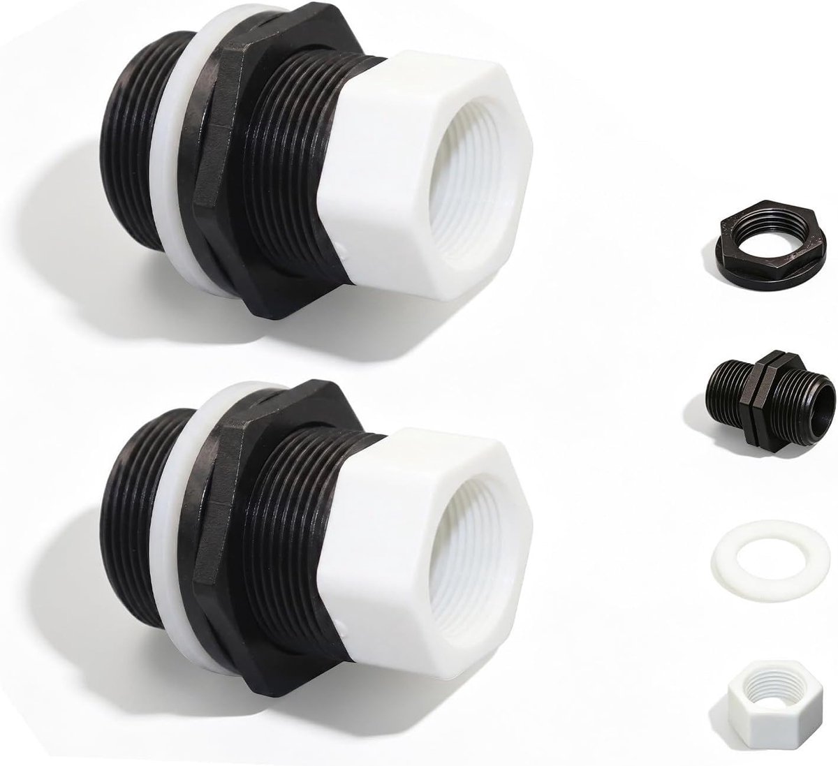 Tankdoorvoer Set - Regenton Kraan - Water Opslag - Betrouwbare Afdichting - 2 stuks - Zwart