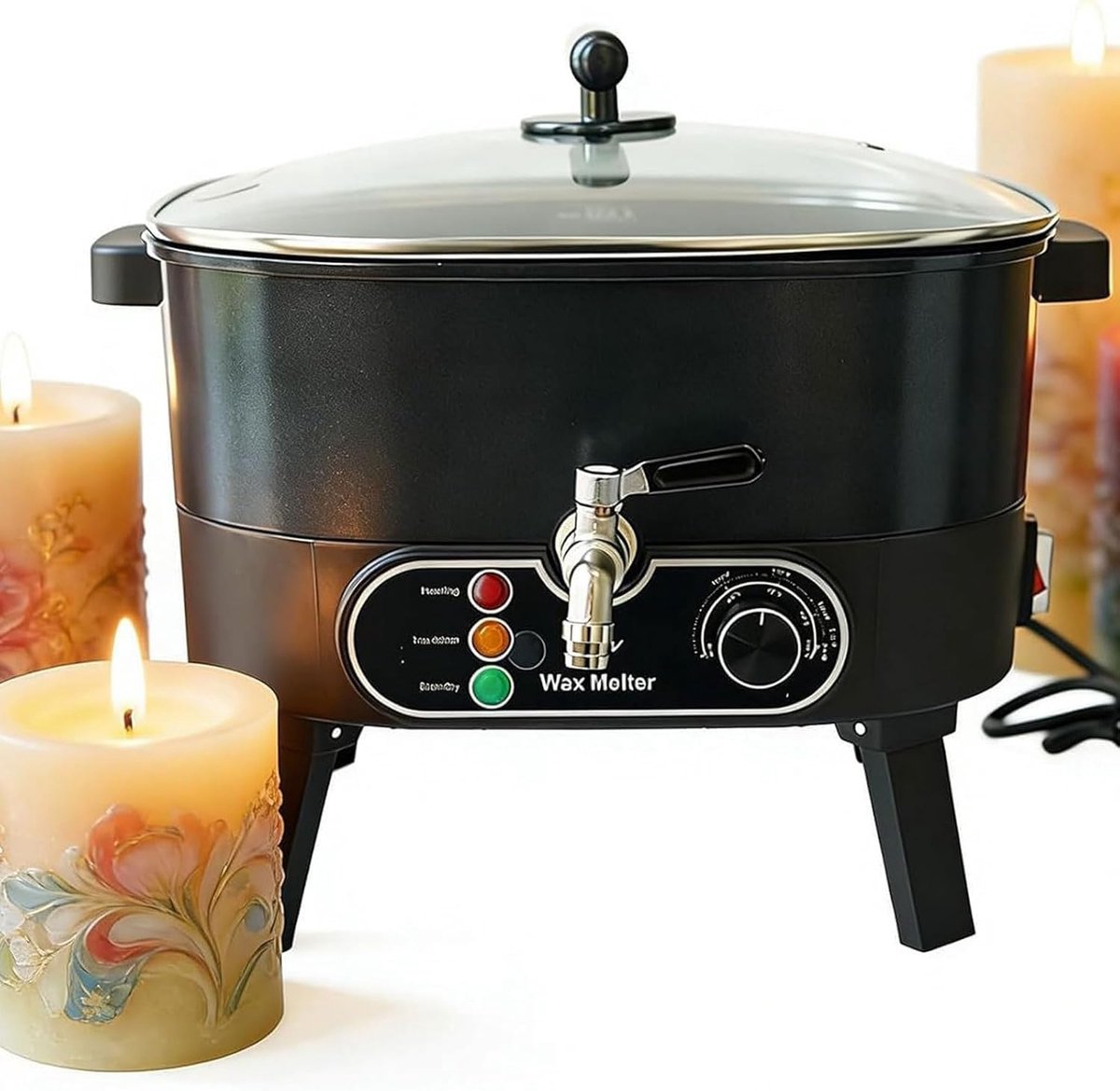 Kaars Wax Smelter - Was Smeltpot - Kaarsen Maken - Nauwkeurige Temperatuur - 6 Liter - Zilver