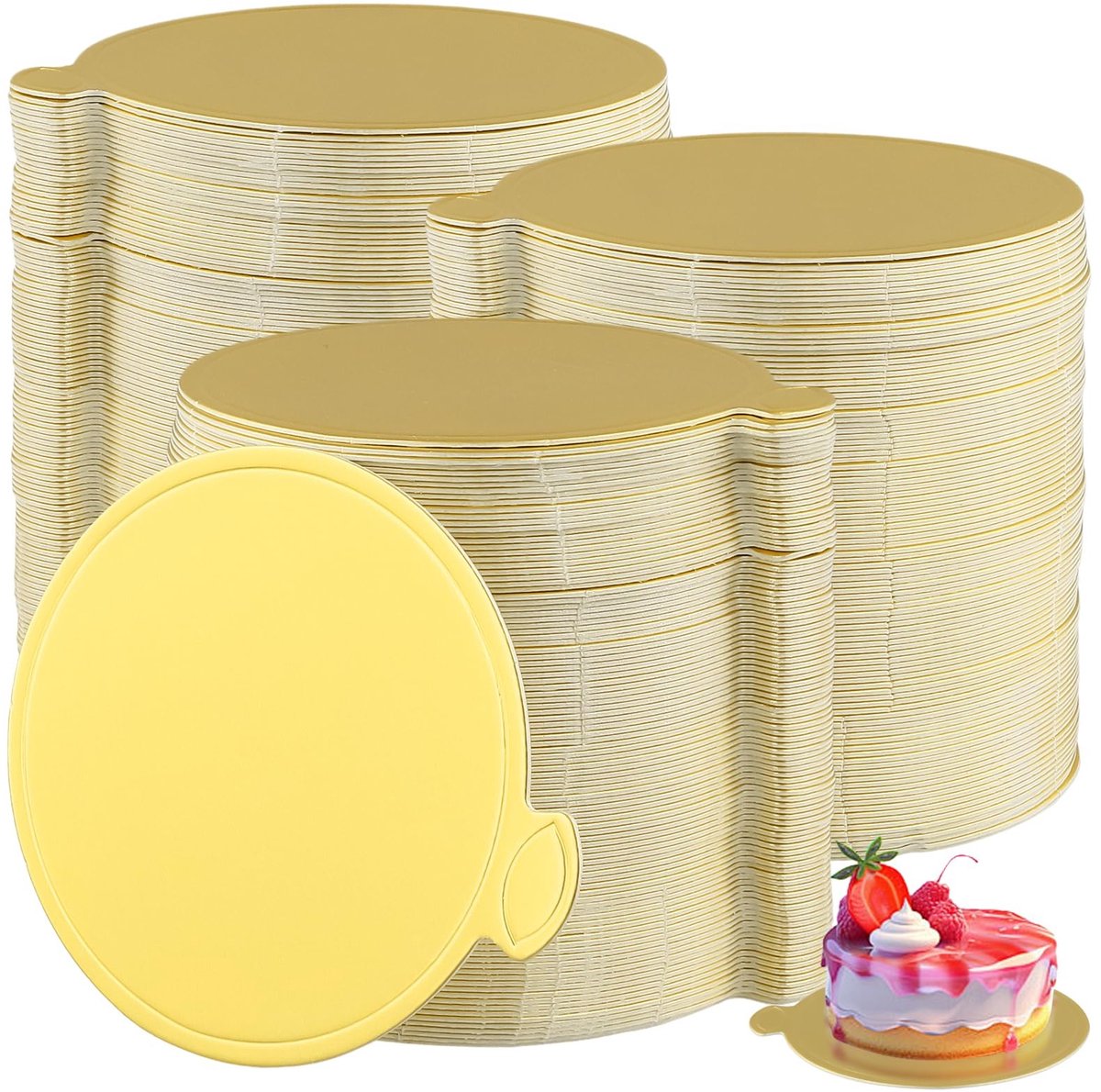 Dailygoods- Taartplateaus 300 stuks - Mini Taartonderlegger 9 cm - Gouden Karton - Ronde Taartbord - Luxe Dessertdisplay - Herbruikbaar