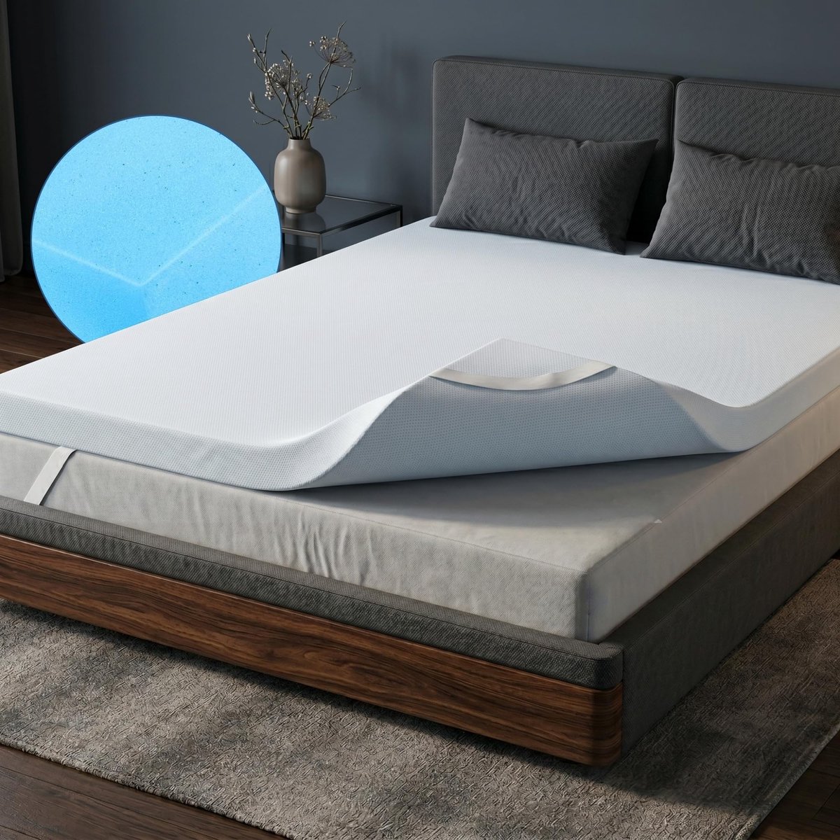 Dailygoods- Matrastopper 90 x 200 cm - Hoogte 5 cm - Gelschuim - Wasbare hoes - Drukontlasting - Geschikt voor alle matrassen - Matras