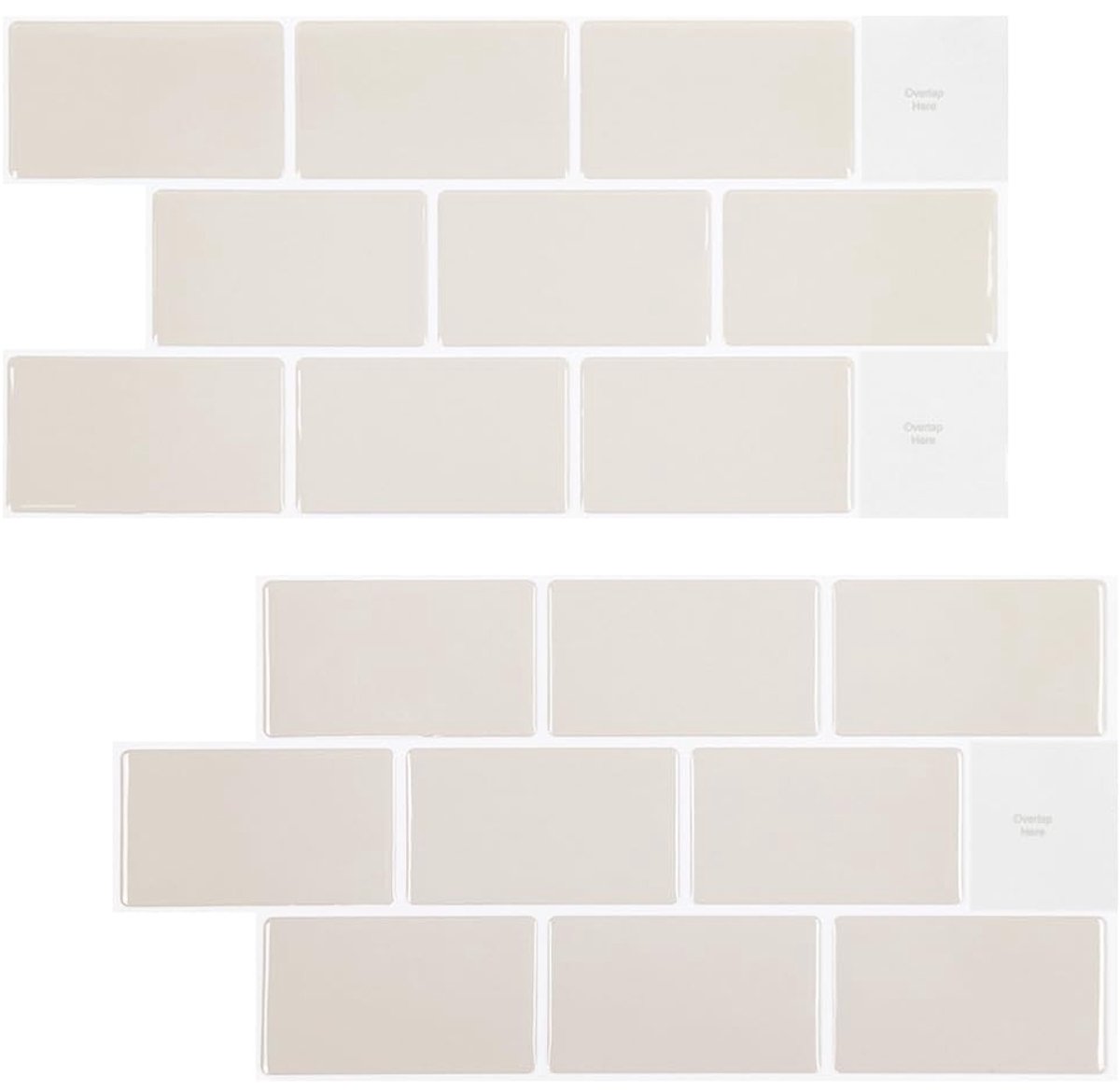 Dailygoods - Zelfklevende tegels, 10 vellen zelfklevende tegels, tegelstickers, waterdicht voor keuken, badkamer, 3D-vinyl wandtegelstickers, 30,5 x 15,3 cm (beige)