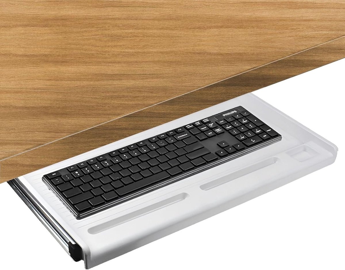 Keyboard Lade - Onder Bureau Lade - Bureau Organisatie - Soepel Schuivend - 500 Gram - Grijs Wit