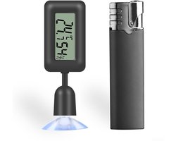 Digitale Thermometer Hygrometer - Meetinstrument - Terrarium Bewaking - 360° Draaibaar - Compact Formaat - Zwart