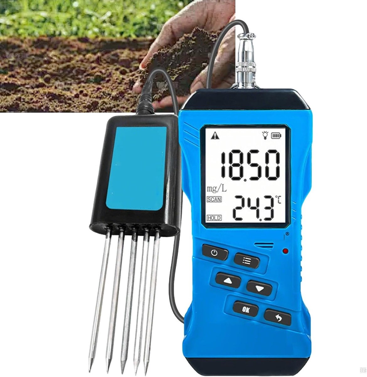 Bodem Tester - Meetinstrument Bodem - Planten Verzorgen - 7-in-1 Multifunctioneel - 3 Inch Display - Zwart