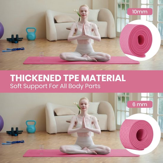 Dailygoods- Yogamat Extra Dik 10 mm - Antislip Fitnessmat - Oefenmatje Yoga - TPE Materiaal - Veilig en Comfortabel - 183x61 cm - Oefenmat van Dailygoods — afbeelding 5