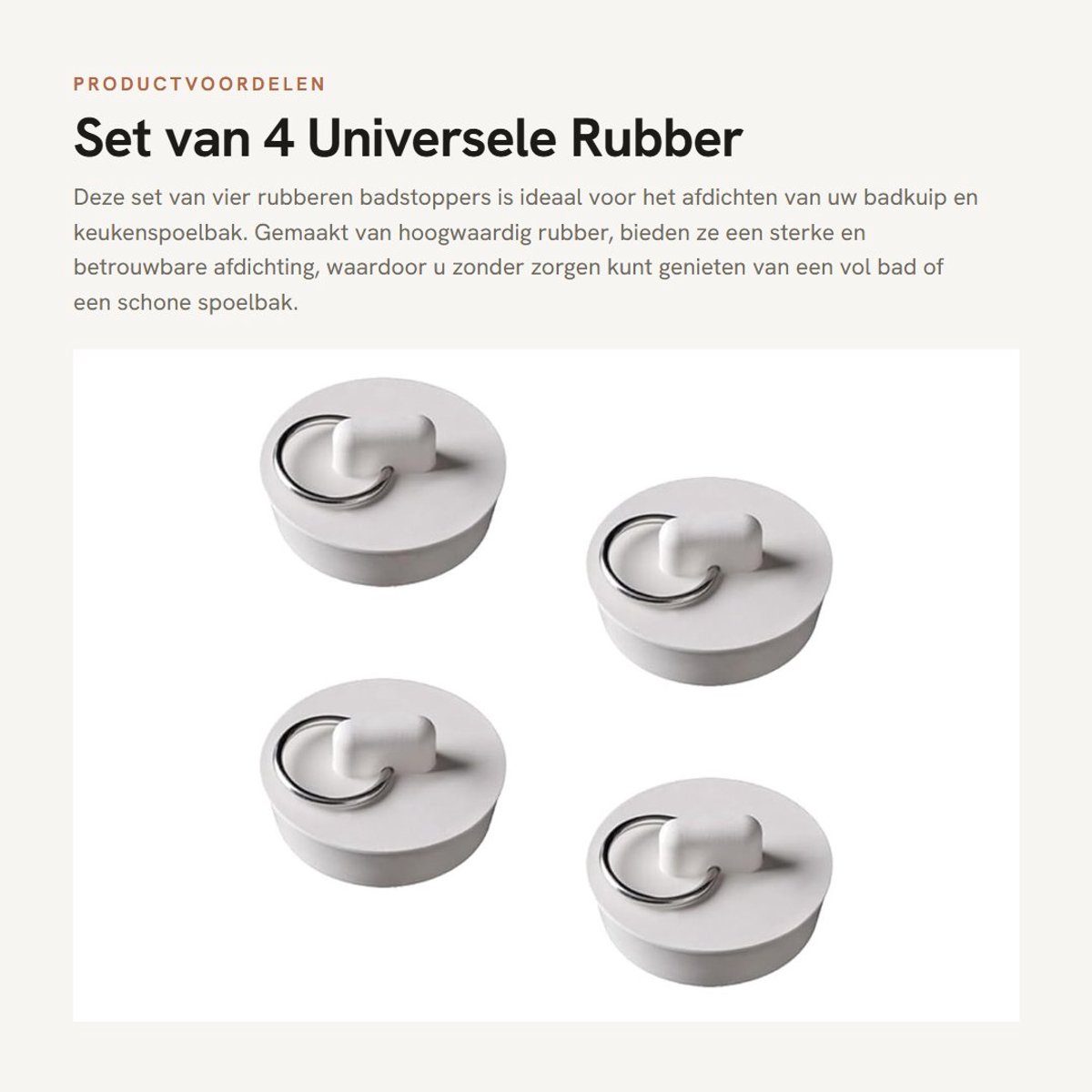 Dailygoods- Badstopper 4 Stuks - Rubber Afvoerstop - Universele Afdekking - Sterke Afdichting - Betrouwbaar Materiaal - Slijtvast en Duurzaam - Afvoerplug