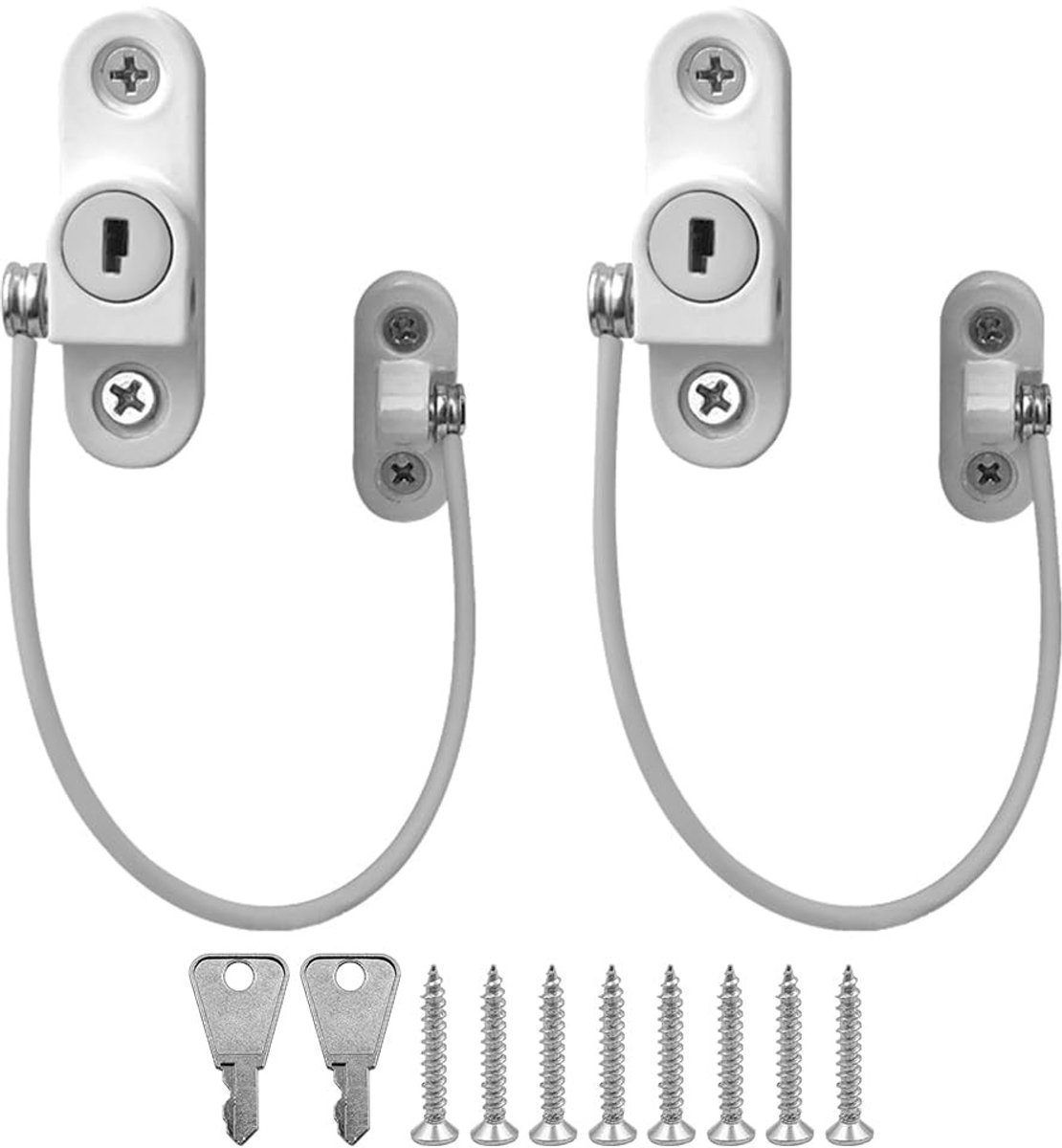 Dailygoods- Raambegrenzer afsluitbaar met sleutel - Raamslot kind - Raambeveiliging - Raambeveiliging kind - Duurzaam - Lichtgevend zilver