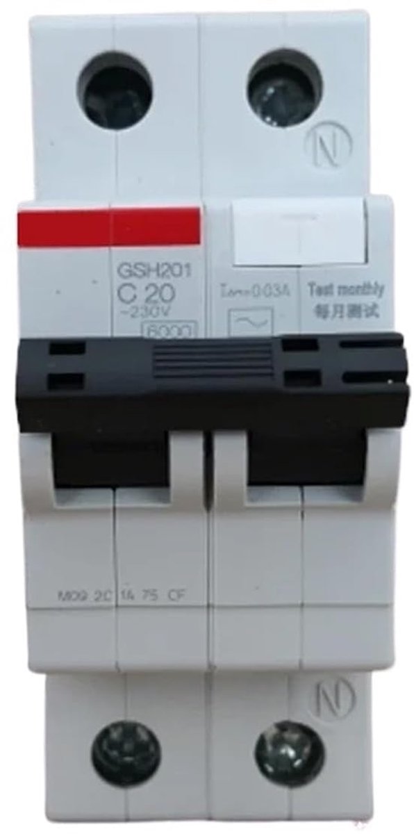 Aardlekschakelaar - Stroomonderbreker - Elektrische veiligheid - Type C AC elektronisch - 32A - Wit