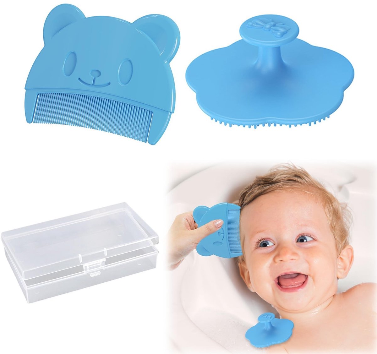 Dailygoods- Babyborstel Set - 2 Stuks - Siliconen Babyborstel - Babykam - Zachte Massage - Geschikt voor Pasgeborenen en Peuters - Babyhaarborstel