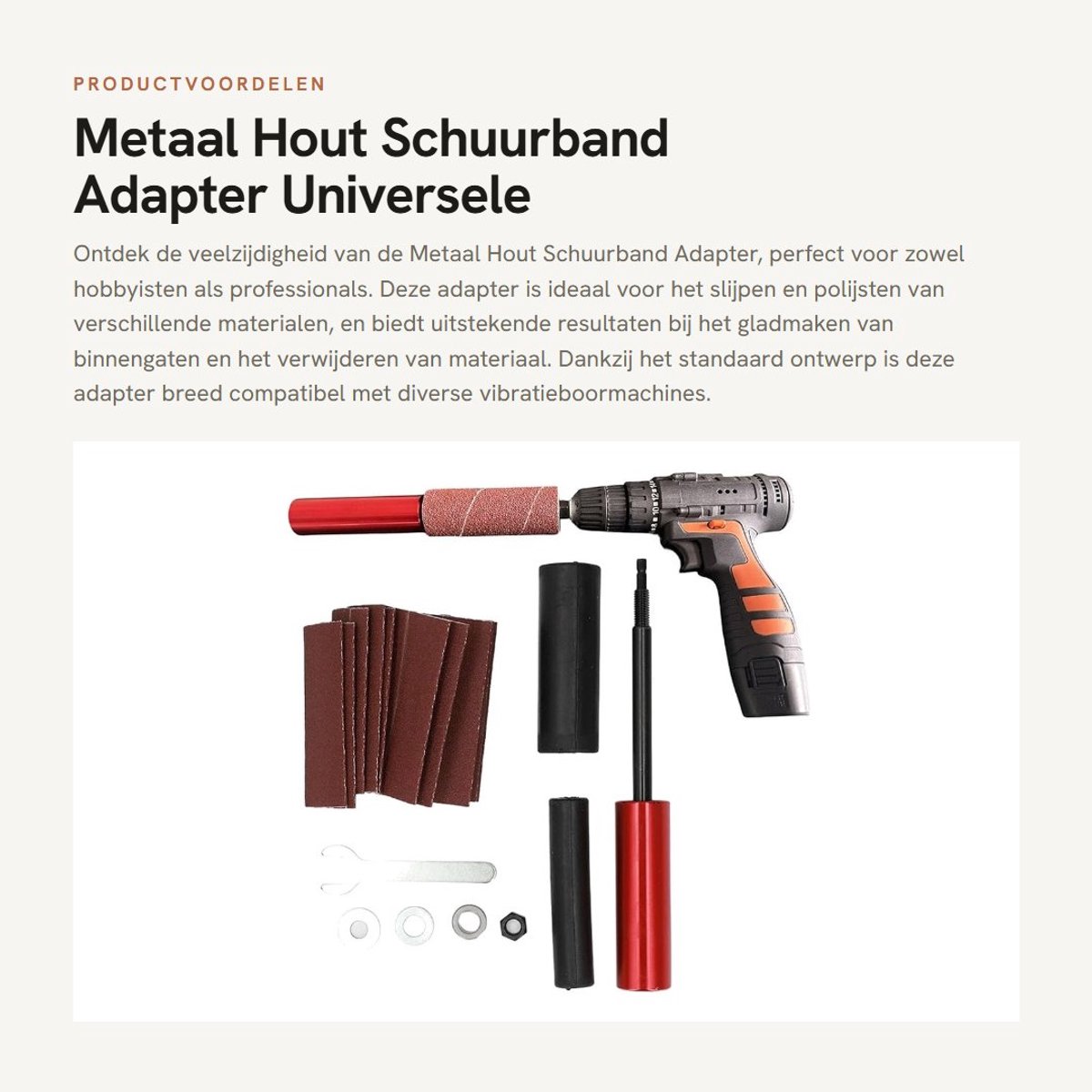 Dailygoods - Metaal Hout Schuurband Adapter - Universele Compatibiliteit - 3/8 inch - Schuurpapier Mouwen - Voor Diverse Schuurmachines