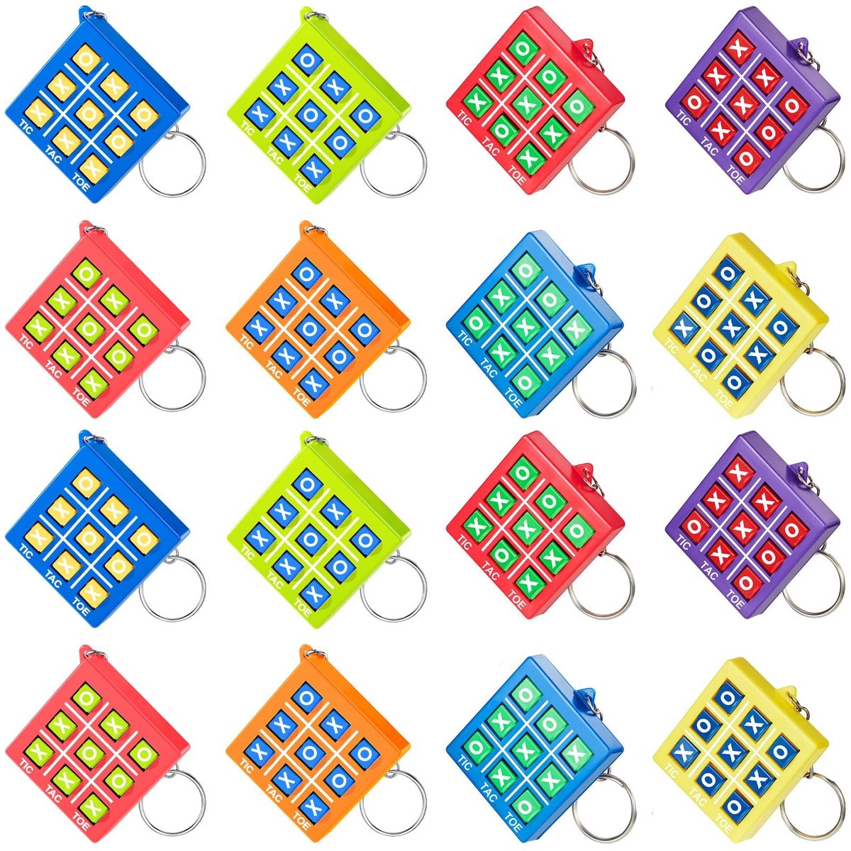 Dailygoods- Sleutelhanger Lichtgewicht - Tic Tac Toe Sleutelhanger - Sleutelhanger voor Kinderen - Sleutelhouder voor Rugzak - Party Favors - Diverse Kleuren