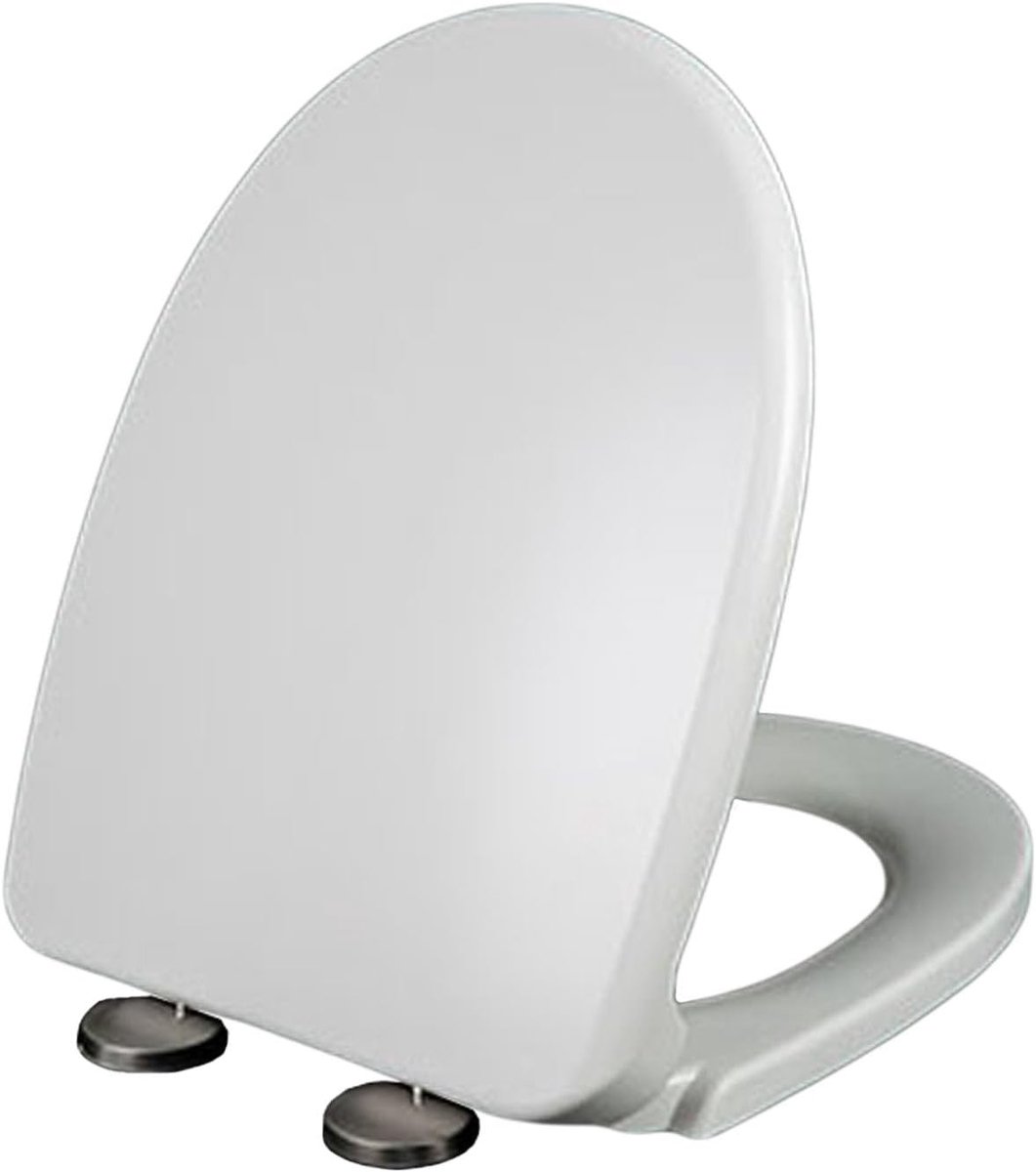 Toiletbril D-vorm - Toiletdeksel Zachtsluitend - Hygiënisch Gebruik - Snelontgrendeling - 46 x 36 cm - Wit